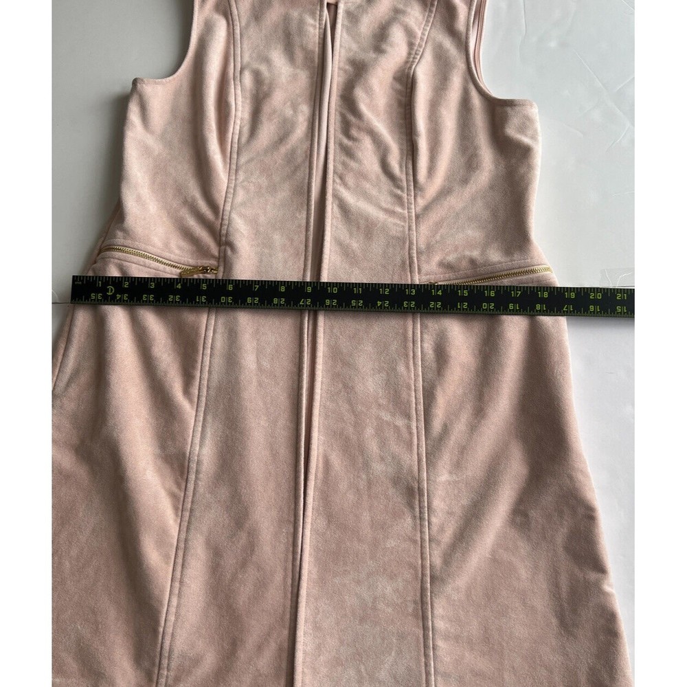 Calvin Klein Womens Faux Suede Pink Zipped Pockets Open Front Long Vest Size 8 - Picture 12 of 16